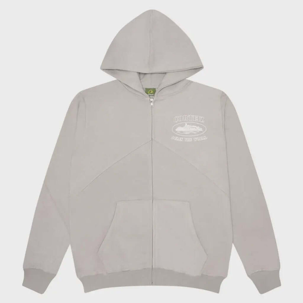 CORTEIZ SUPERIOR V2 ZIP UP HOODIE Stone Grey Corteiz KershKicks corteiz-superior-v2-zip-up-hoodie-stone-grey-corteiz-kershkicks