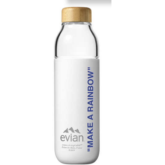 EVIAN BY VIRGIL ABLOH x SOMA Rainbow Inside Refillable Glass Water Bottle White/Dark Blue by Off White in Clothing Accessories. Available at KershKicks for £60.00. A must-have for fans of Off White looking to elevate their style with this Accessories.