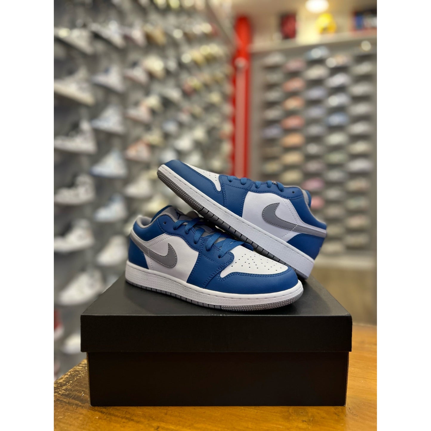 Jordan 1 Low True Blue Cement (GS) by Jordan's in Shoes. Available at KershKicks for £140.00. A must-have for fans of Jordan's looking to elevate their style with this Shoes.