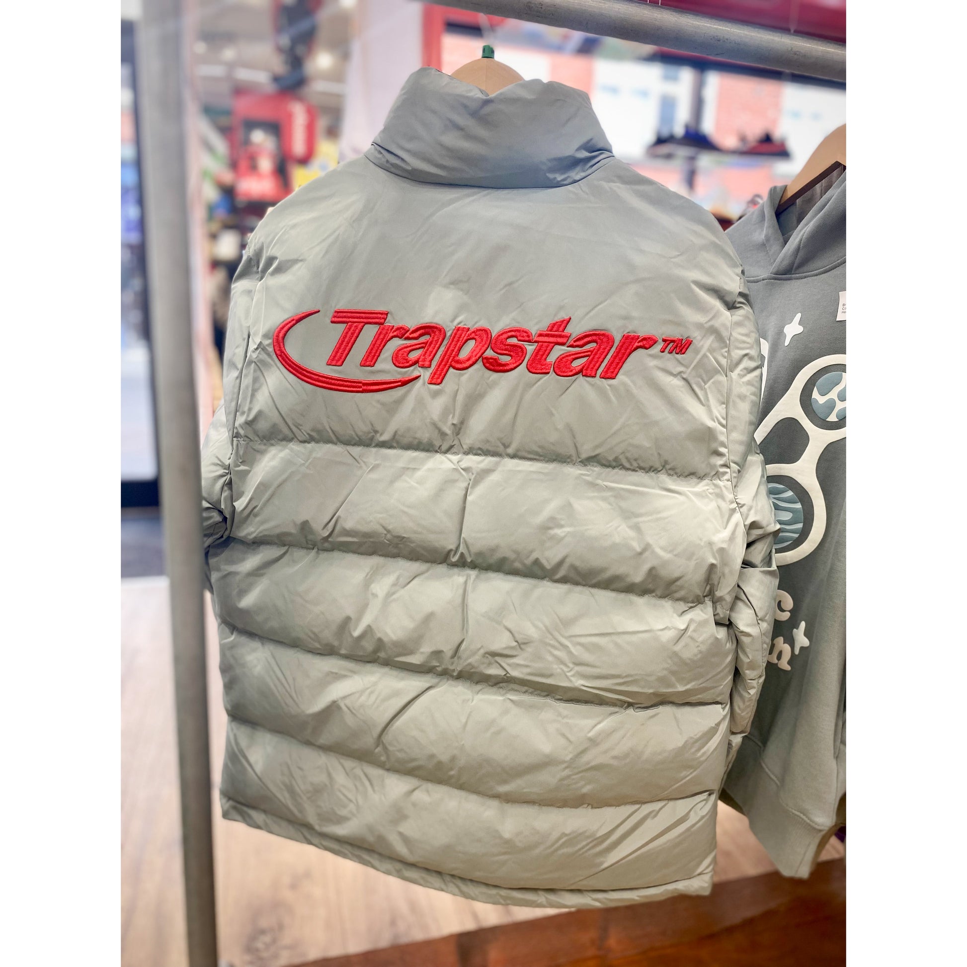 TRAPSTAR LIGHT GREY/RED HYPERDRIVE 2.0 BOMBER JACKET by Trapstar in Clothing. Available at KershKicks for £200.00. A must-have for fans of Trapstar looking to elevate their style with this Jacket.