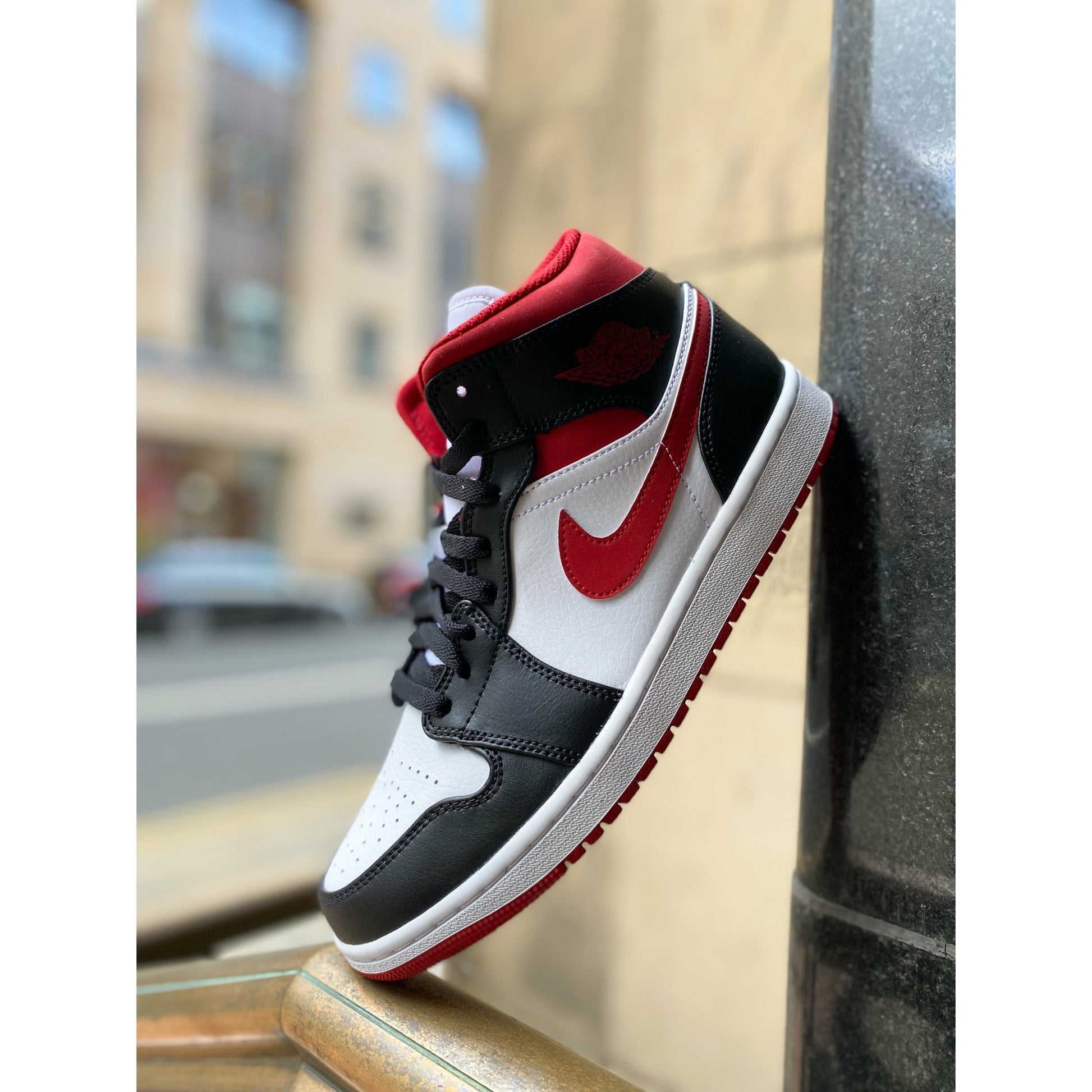 Jordan 1 Mid Gym Red Black White by Jordan's in Shoes. Available at KershKicks for £145.00. A must-have for fans of Jordan's looking to elevate their style with this Shoes.