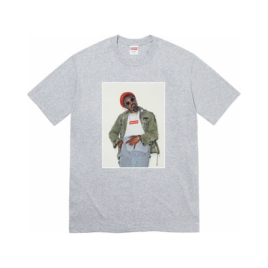 Supreme Andre 3000 Tee Grey by Supreme in . Available at KershKicks for £95.00. A must-have for fans of Supreme looking to elevate their style with this T-Shirt.