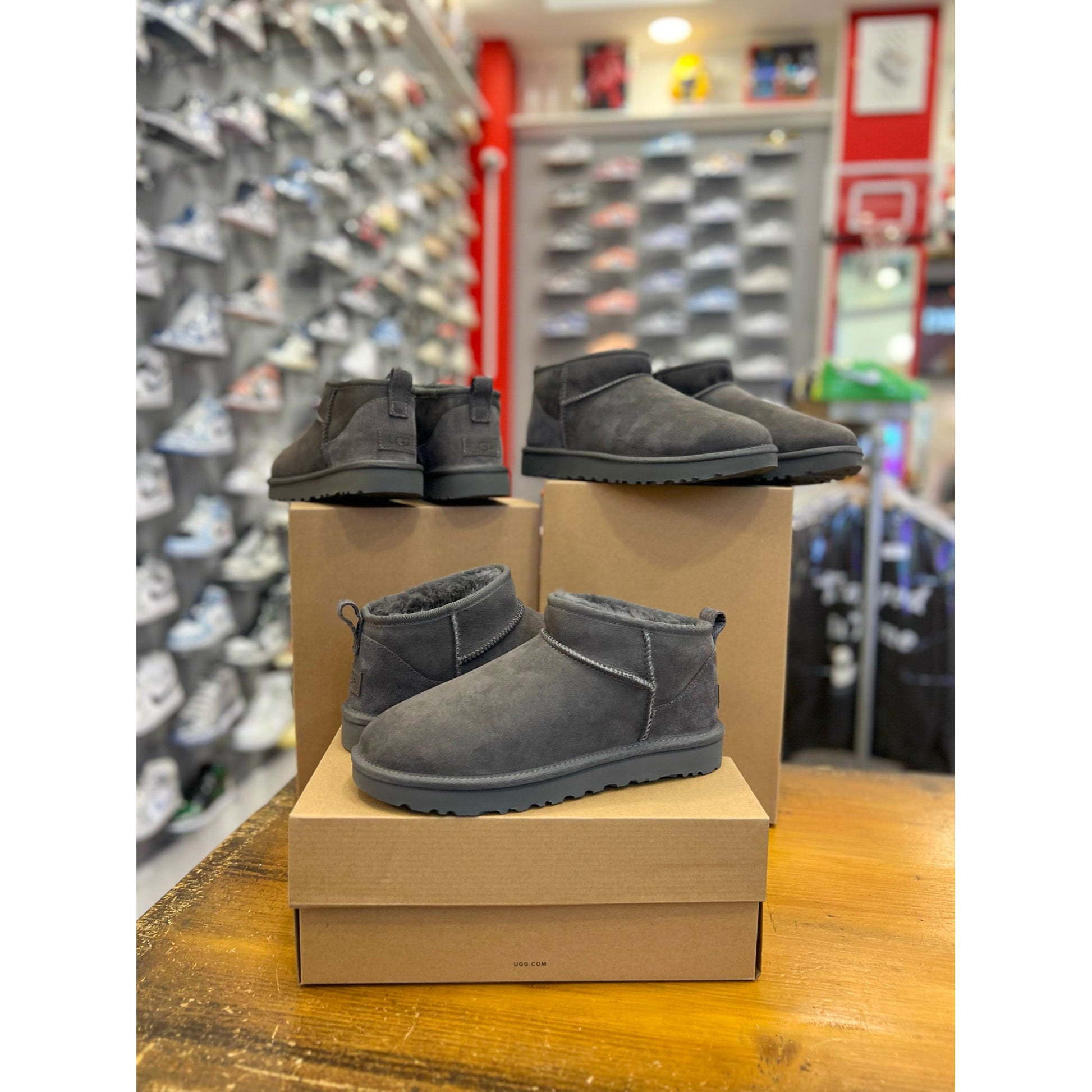 UGG CLASSIC ULTRA MINI BOOT GREY (W) by UGG in Shoes. Available at KershKicks for £170.00. A must-have for fans of UGG looking to elevate their style with this Shoes.