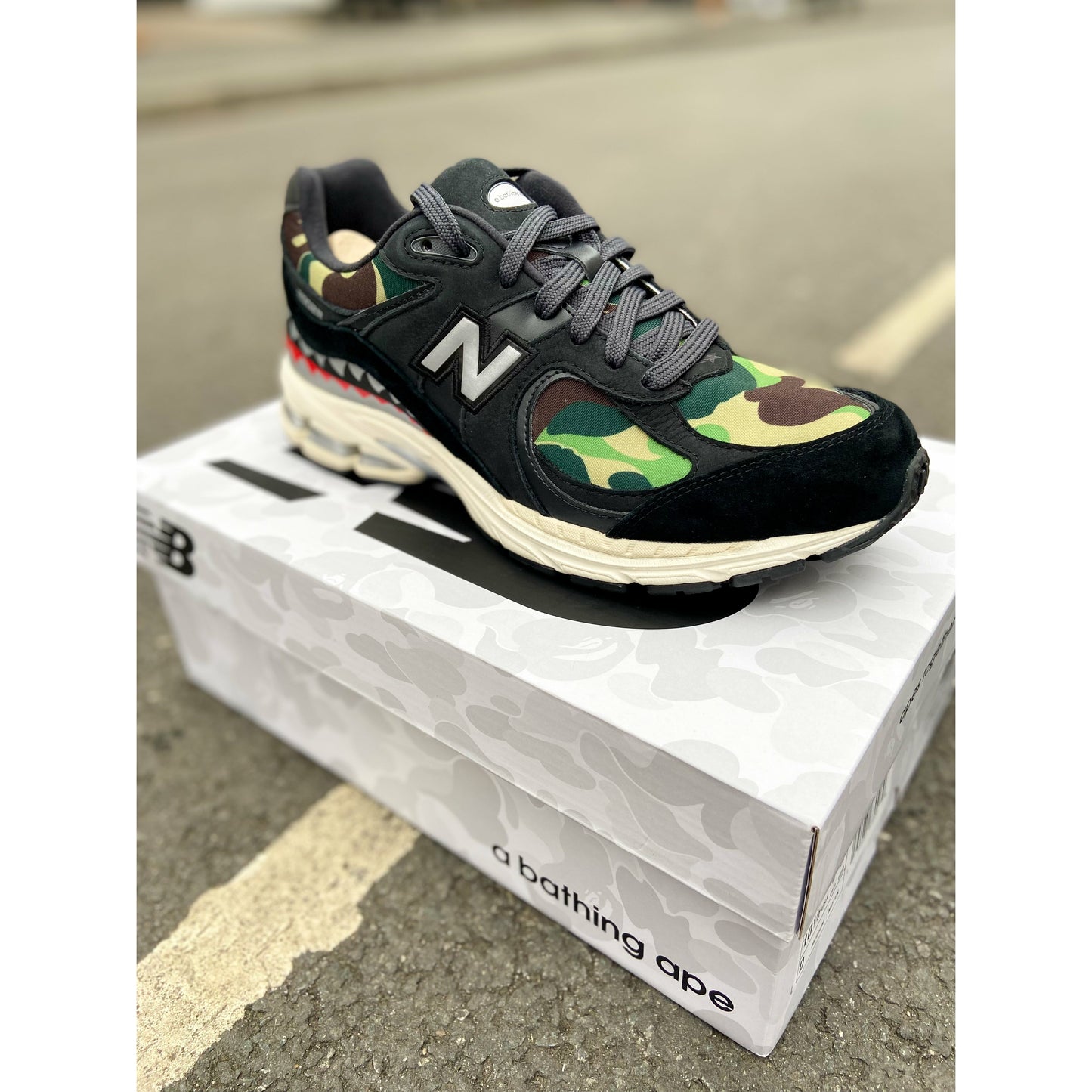 New Balance 2002R BAPE Black by New Balance in Shoes. Available at KershKicks for £400.00. A must-have for fans of New Balance looking to elevate their style with this Shoes.