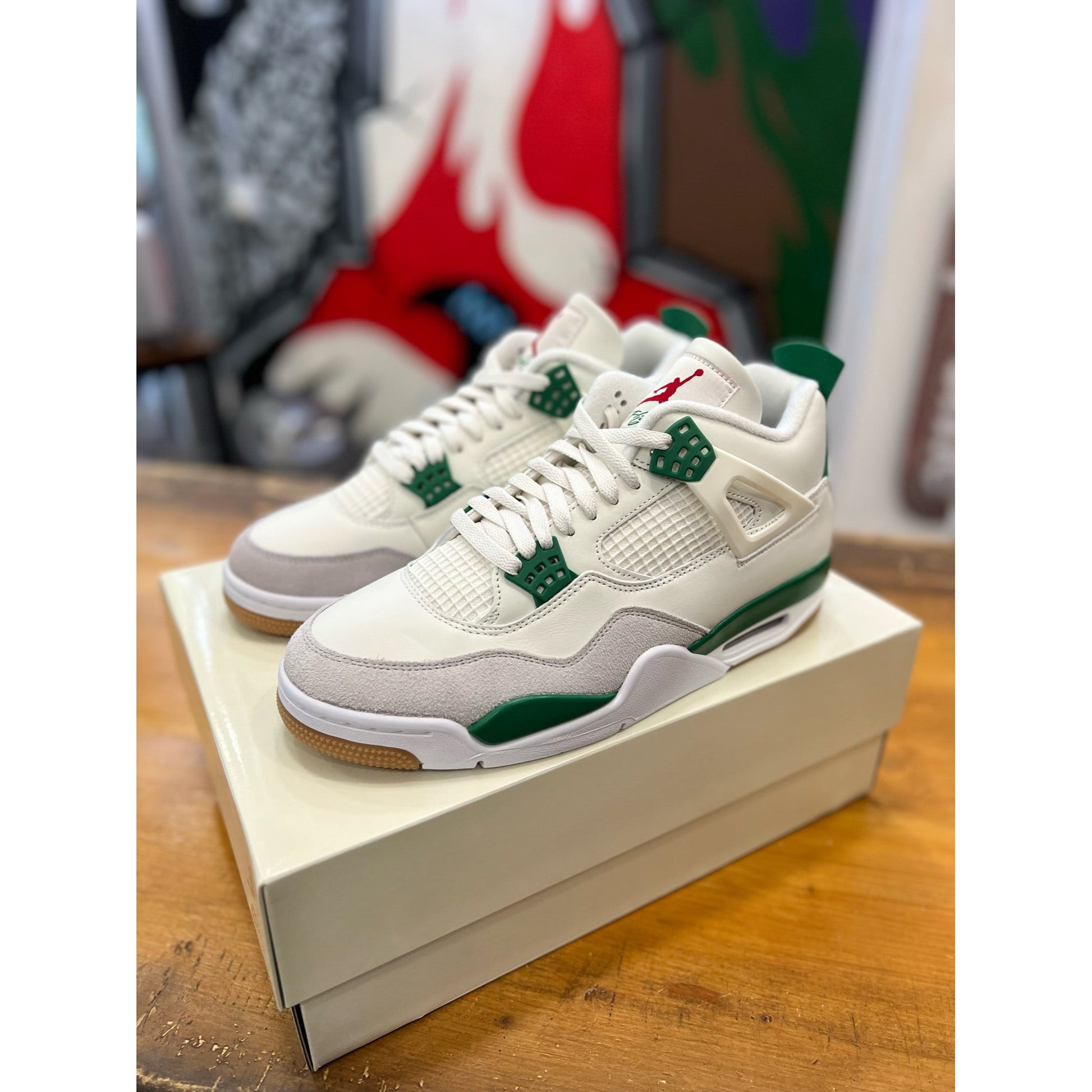 Jordan 4 Retro SB Pine Green by Jordan's in Shoes. Available at KershKicks for £425.00. A must-have for fans of Jordan's looking to elevate their style with this Shoes.