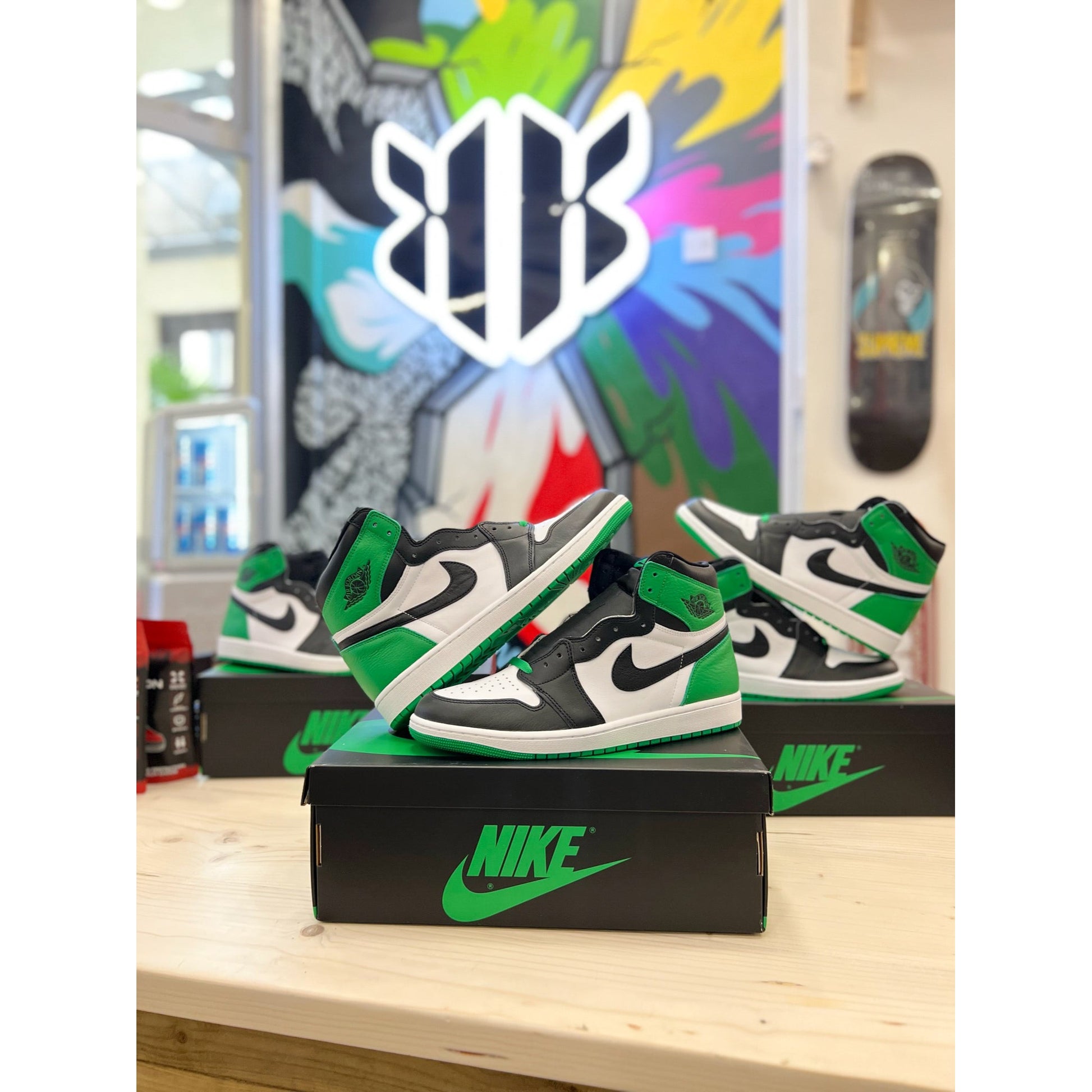Jordan 1 Retro High OG Lucky Green by Jordan's in Shoes. Available at KershKicks for £136.50. A must-have for fans of Jordan's looking to elevate their style with this Shoes.