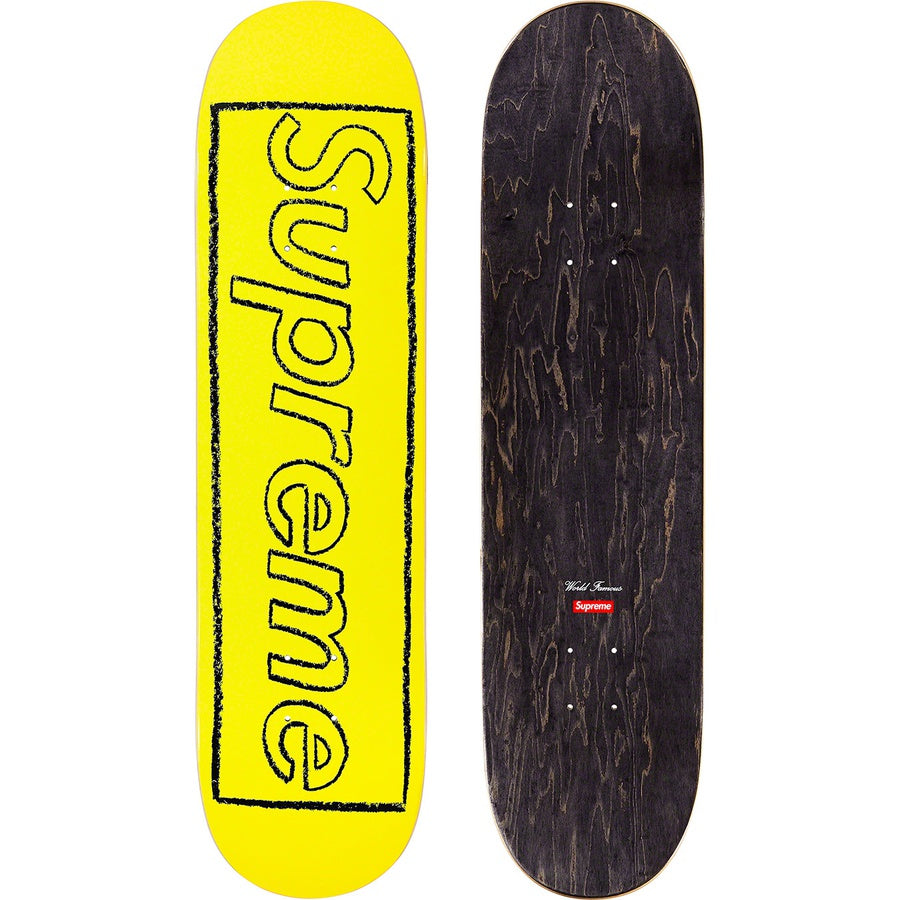 Supreme KAWS Chalk Logo Skateboard Yellow from Supreme