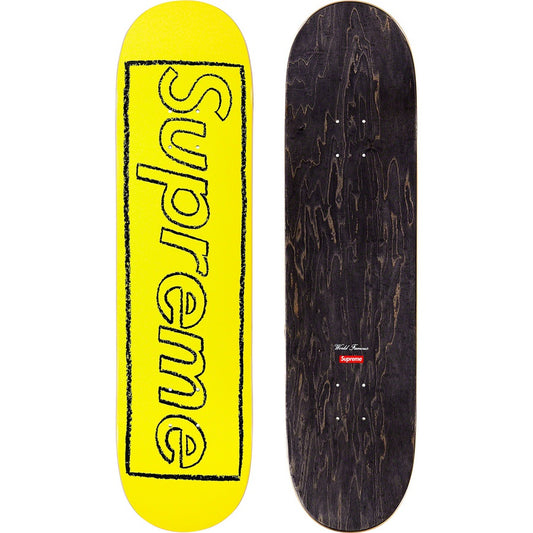 Supreme KAWS Chalk Logo Skateboard Yellow from Supreme