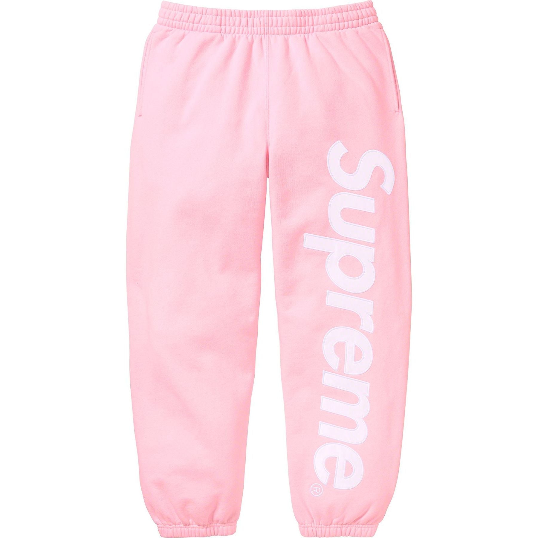 Supreme Satin Applique Sweatpant - Light Pink by Supreme in Sweatpants. Available at KershKicks for £220.00. A must-have for fans of Supreme looking to elevate their style with this Sweatpants.