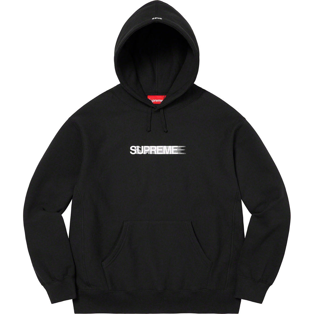 MOTION LOGO HOODED SWEATSHIRT BLACK SS23 by Supreme in . Available at KershKicks for £215.00. A must-have for fans of Supreme looking to elevate their style with this Hoodie.